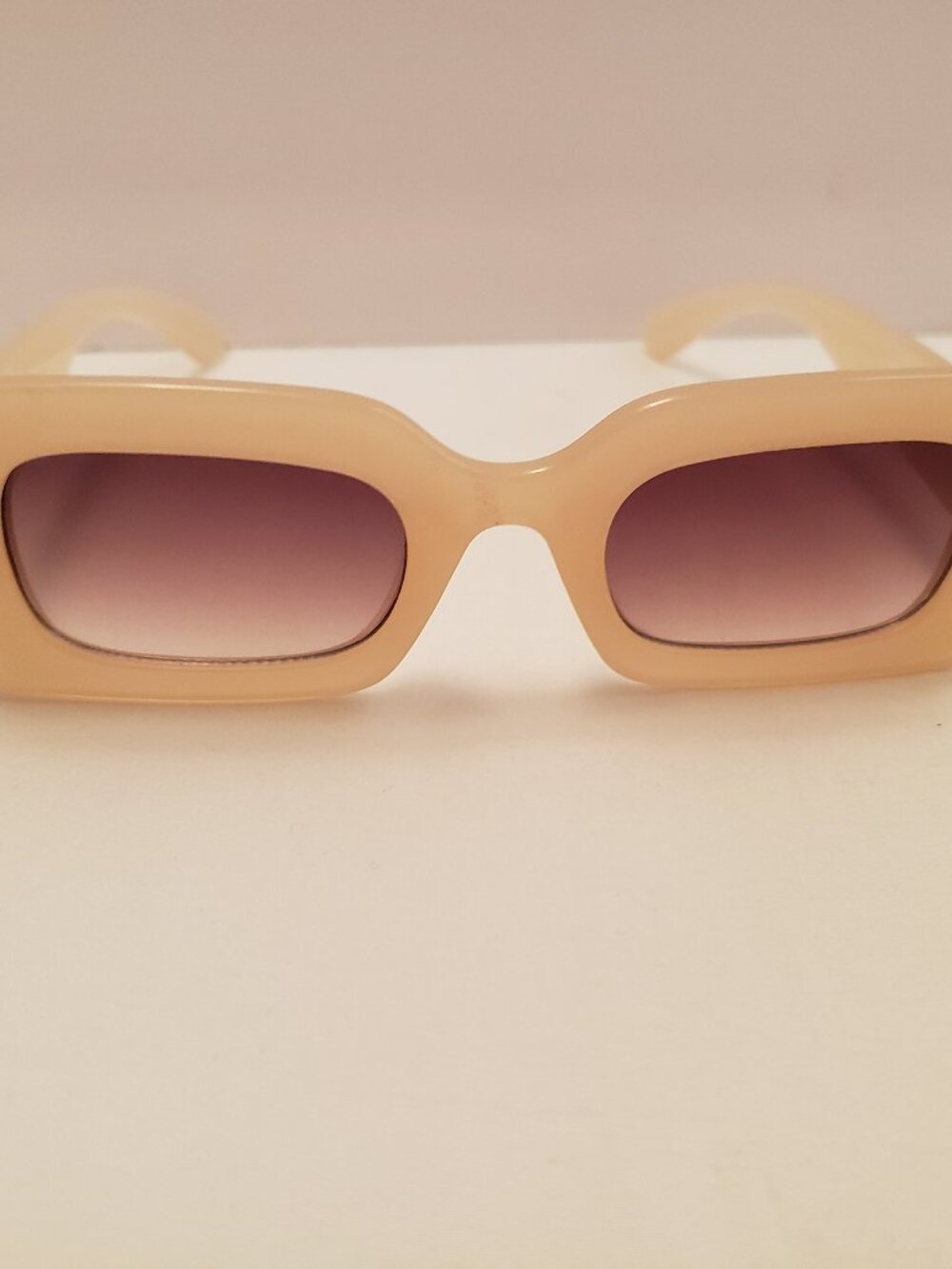 Sojos Sunglasses Retro 90s Nude Rectangular Beige Frame Brown Lens